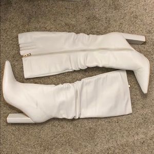 White Knee High Cowgirl Boots